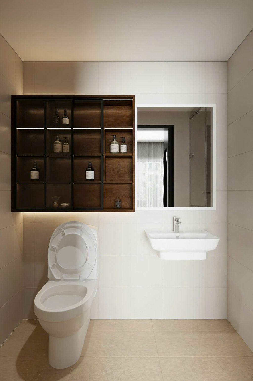 Thiết kế nội thất căn hộ với tông màu nâu gỗ và xám sang trọng - 1748420336641
